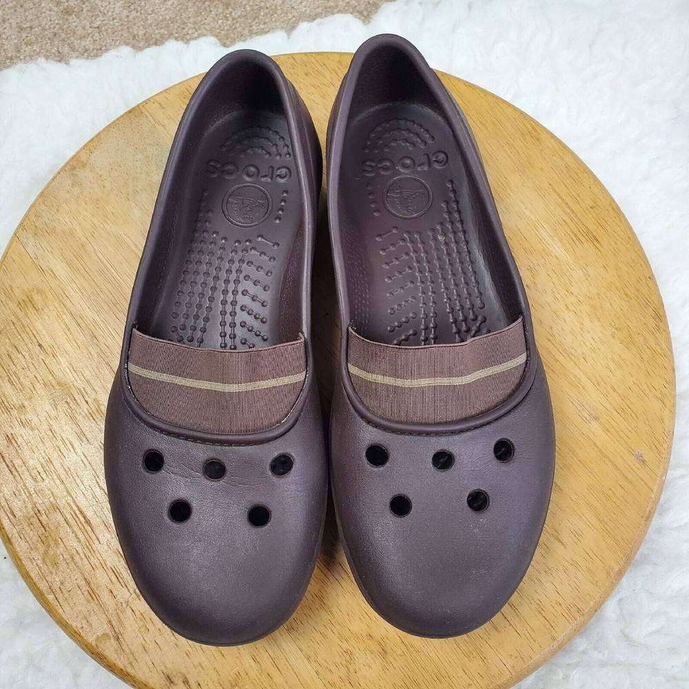 Crocs Shoes Womens Size 8 Juneau Stretch Loafers Flats Slip On Brown Closed Toe - Picture 4 of 7